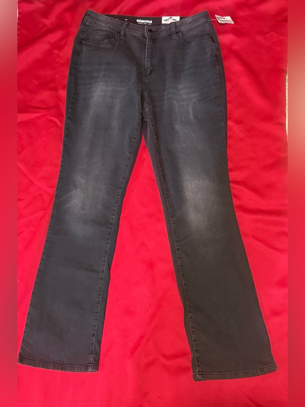 Sonoma 14 Long Curvy Bootcut Charcoal Black High Rise Denim Jeans- New With Tags